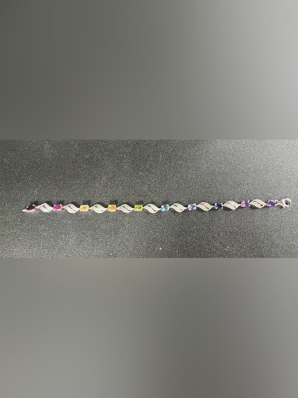 7” Sterling silver multi colored gemstone bracelet